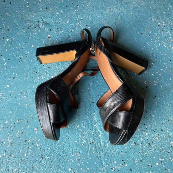 H&M Black Snake Skin Platform Heels - Picture 7 of 8